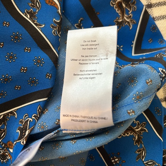 Ganni Cloverdale 100% Silk Women’s Blouse Blue and Black EU 36 US Size 4 - Picture 14 of 15